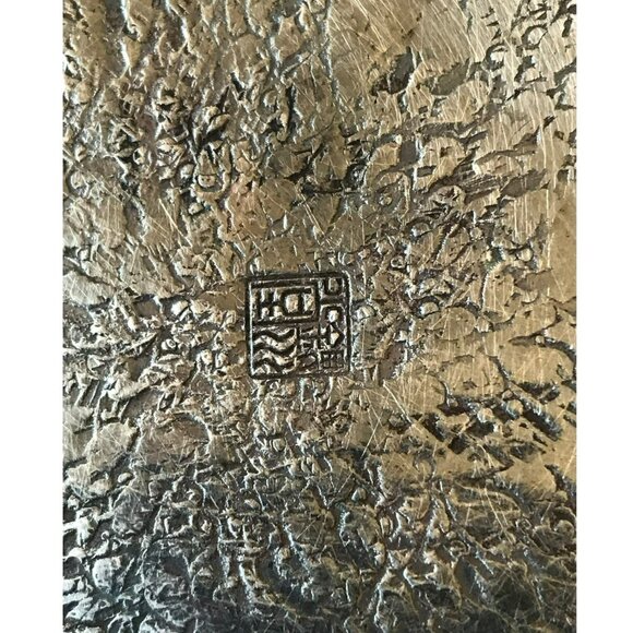 Japanese Vintage Hammered Silver Teapot With Makers Mark & Wicker Handle - Picture 11 of 11